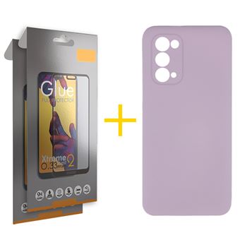 Pack 2 x Película de Vidro Temperado Full + Capa skyhe  Oppo A74 5G Silicone Líquido - Roxo - 1