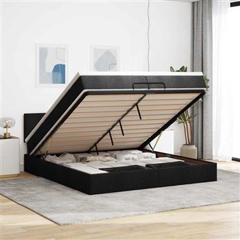 Estrutura de cama otomana com colchões vidaXL | tecido preto - 1