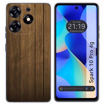 Capa de silicone TUMUNDOSMARTPHONE para TECNO SPARK 10 Pro design desenhos em madeira - 1