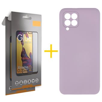Pack 2 x Película de Vidro Temperado Full + Capa skyhe  Huawei P40 Lite Silicone Líquido - Roxo - 1