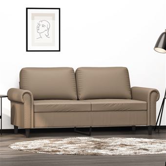 Sofá vidaXL | de 2 lugares 140 cm | couro artificial cor cappuccino - 1
