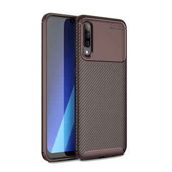 Capa TPU fibra de carbono à prova de choque marrom para Samsung Galaxy A50