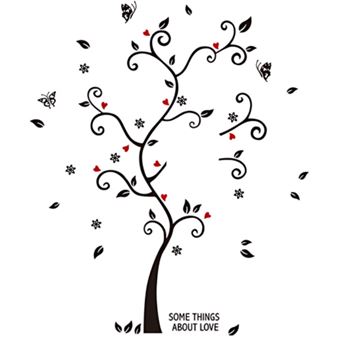 Adesivos de Parede Vertente Oportuna | Árvore Para Decoração Cor Preta com Corações para Retratos - 1
