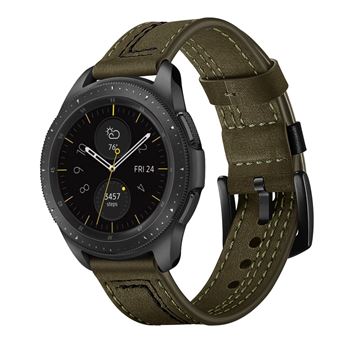 Pulseira de Couro Genuíno Magunivers 22mm 7 Pontos em Forma Verde para Huawei Watch GT/Samsung Galaxy Watch 46mm - 1