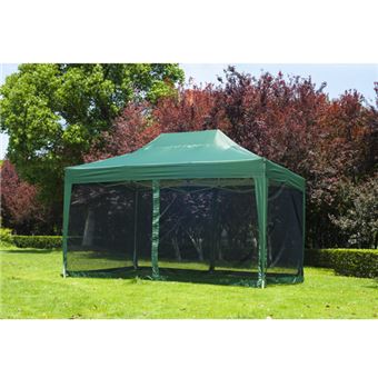 Tenda Outsunny com Mosquiteiro Dobrável em Acordeão - Verde - Aço e Tecido 210D Oxford e Nylon - 3x4.5m