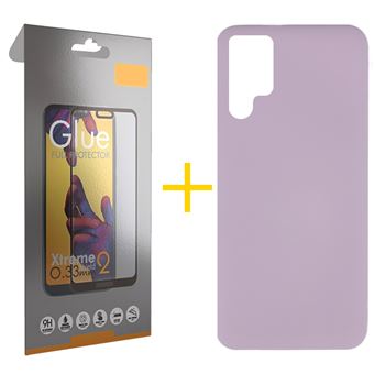Pack skyhe 1 x Película de Vidro Temperado Full + Capa para Samsung Galaxy S23 Ultra 5G Silicone Líquido - Roxo - 1