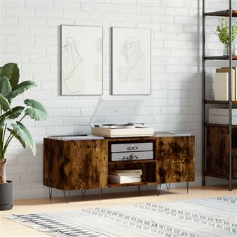 Armário para Discos vidaXL | 121x38x48 cm | derivados madeira carvalho fumado - 1