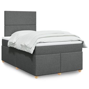 Cama boxspring com colchão vidaXL | 120x190 cm | tecido cinzento-escuro - 1