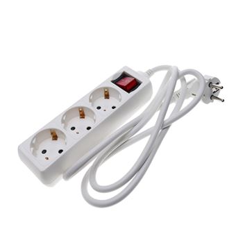 Power Strip BeMatik 3 Schuko 16A 230V Branco com Interruptor e Cabo de 3m - 1