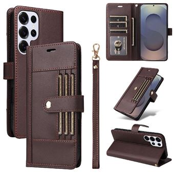 Capa Carteira Flip ZURSANA para Samsung Galaxy S25 Ultra com Bloqueio RFID | Pulseira e 6 Porta-Cartões - Castanho - 1