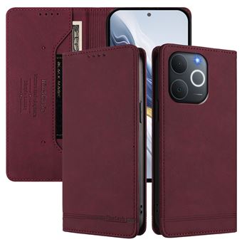 Capa FOXDOCK Tipo Carteira Flip para Realme Note 70 4G com Bloqueio RFID | Fecho Magnético | Pele PU  | Vermelho - 1