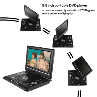 Zyyini Leitor de DVD portátil, tela de 10,0 polegadas, suporte