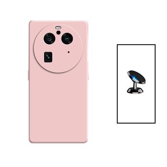 Kit Phonecare Suporte Magnético de Carro + Capa Silicone Líquido para Oppo Find X6 Pro - Rosa - 1