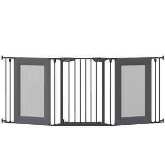 Barreira de Segurança para Cães PawHut | 203X2X74 cm - Preto - 1