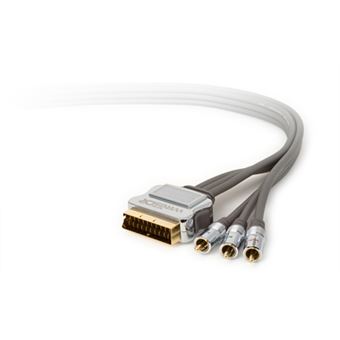 Techlink WiresCR SCART Plug - 3 x RCA/Phono Plugs RGB 3 m SCART (21-pin) Cinzento, Prateado - 1