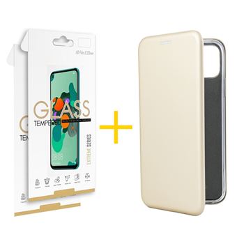 Conjunto 2 x Película de Vidro + Capa para Samsung Galaxy A9 2018 | PRM Flip Cover - Dourado - 1