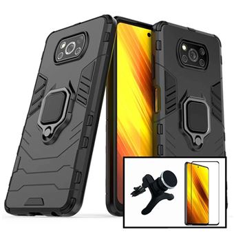 Kit Phonecare | Película de Vidro 5D Full Cover + Capa 3X1 Military Defender + Suporte Magnético Carro Reforçado para Xiaomi Poco X3 NFC - 1