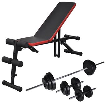 Banco Musculação vidaXL Ajustável com Conjunto Barras e Halteres 30 5 Kg - 1