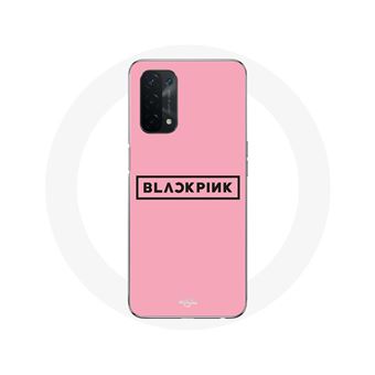 Capa Maniacase para Oppo A74 5G com o Logotipo do grupo de K-pop Blackpink em Fundo rosa - 1