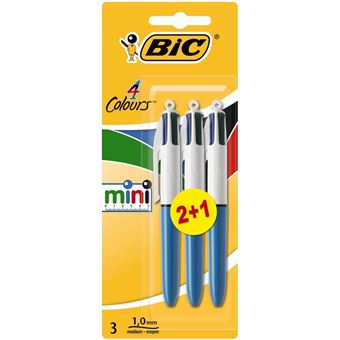 BIC 4 Colours Mini Clip-on retractable ballpoint pen Médio Preto, Azul, Verde, Vermelho 3peça(s) Azul e Branco