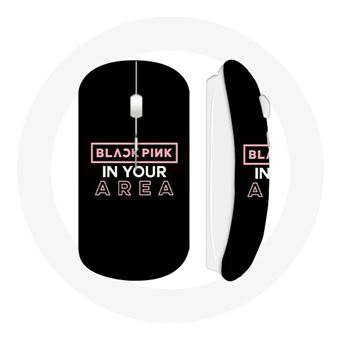 Rato Wireless Maniacase Blackpink In Your Area Logotipo Rosa Fundo Preto - 1