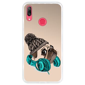 Capa Hapdey para Huawei Y7 2019 - Y7 Prime 2019 Design Hipster Pug A Música é a Minha Fuga em Silicone Flexível e TPU