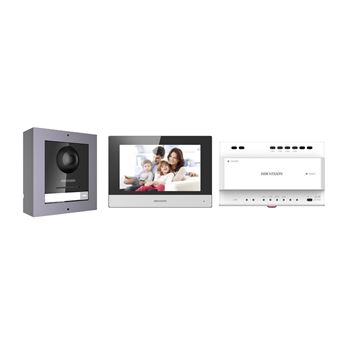 Intercomunicador Vídeo Hikvision DS-KIS702 | Cinzento, Branco - 1