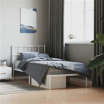Estrutura de Cama com Cabeceira vidaXL | 90x190 cm | metal branco - 1