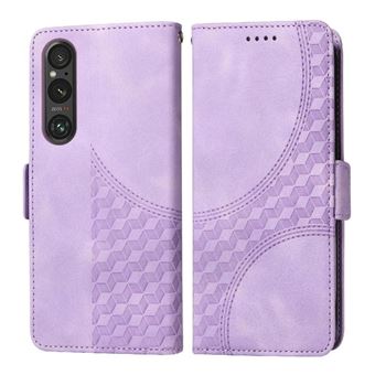 Capa FLOODKING para Sony Xperia 1 V | Design Acolchoado | Couro PU Premium | Roxo - 1