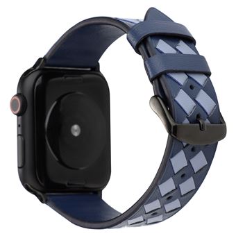 Bracelete de Couro HSMY Trançado Elegante para Apple Watch Series 6/ SE/ 5/ 4 | 40 mm - Azul Escuro - 1