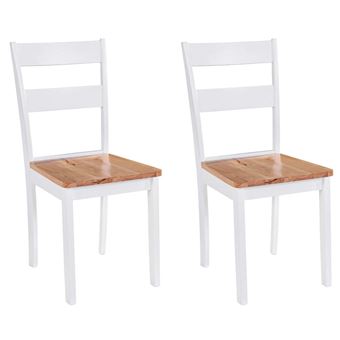 Conjunto de 2 Cadeiras de Jantar Assento em Madeira Branco 40.5x47.5 cm - 1
