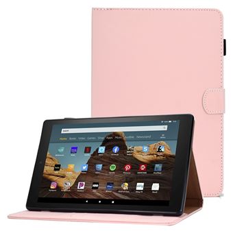 Capa PU padrão de linha de costura, à prova de choque com apoio Magunivers para Amazon Fire HD 8 (2016)/(2017)/(2018) - rosa - 1