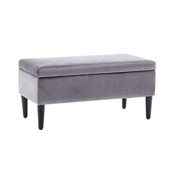 Banco baú com arrumação Vente Unique BUREN em veludo | Cinza - 1
