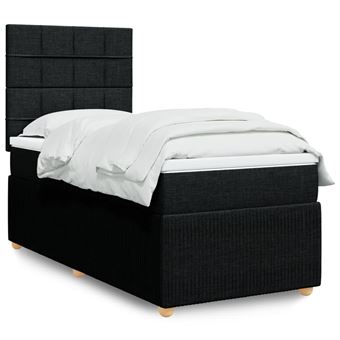 Cama com molas/colchão vidaXL | 100x200 cm | tecido preto - 1