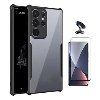 Kit Capa Traseira Fumê Rígida + Película de Vidro Temperado Gorilasglass GIFT4ME para Samsung Galaxy S22 Ultra | Transparente/Preto - 1