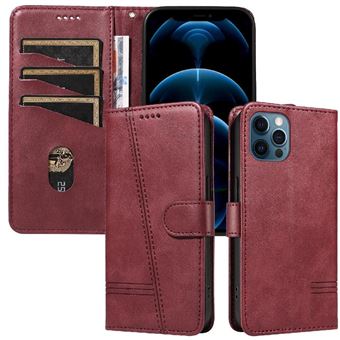 Capa FOXDOCK para iPhone 12 Pro Max | Fecho Magnético | Compartimentos para Cartões e Suporte | Pele PU | À Prova de Choque | Vermelho - 1
