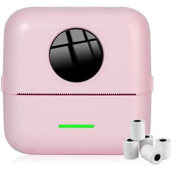 Mini Impressora Portátil Dishiqing | Bluetooth | Compatível com iOS e Android - Rosa + 5 rolos - 1