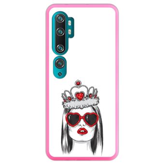 Capa Hapdey para Xiaomi Mi Note 10 - Note 10 Pro - CC9 Pro | Silicone Flexível em TPU | Design Moda e estilo, rainha de copas - Rosa