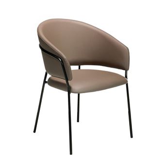 Cadeira de Jantar Angel Cerda 4088 | Estofada em Couro Ecológico com Pernas em Aço Pintadas com Epoxi Preto | 81 x 57 x 61 cm - 1