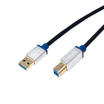 LogiLink 2m, USB3.0-A/USB3.0-B cabo USB USB A USB B Macho Preto
