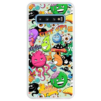 Capa Hapdey Para Samsung Galaxy S10 Design Abstrato Textura Graffiti com Personagens Animados Capa de Silicone Flexível Em TPU - Transparente