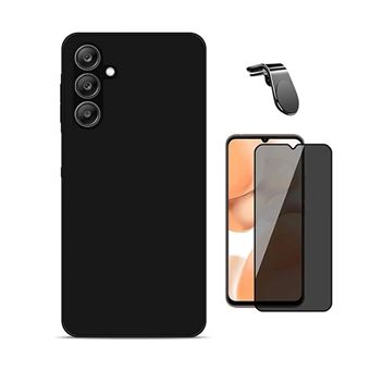 Kit Vidro Anti-Spy + Capa Silicone Líquido + Suporte Magnético L Phonecare para Samsung Galaxy A17 5G | Preto - 1