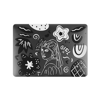 Capa Luckybutterfly para Macbook Air (M2) A2681 | Padrão Moça com Brinco de Pérola | Preto - 1