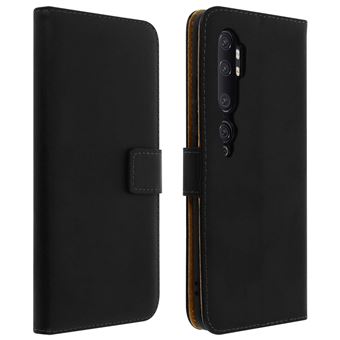 Capa Avizar para Xiaomi Mi Note 10/Note 10 Pro | Couro Autêntico Porta Cartões Suporte - Preto