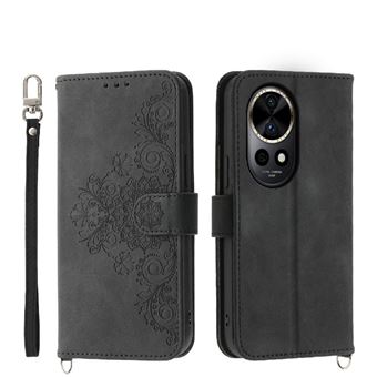 Capa ZURSANA para Huawei Nova 12 Pro | Pele com Fecho de Encaixe para Colar + Cordão em Pele | Preto - 1