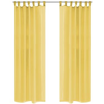 Cortinas vidaXL em voile | 2 Peças | 140x175 cm - Amarelo - 1
