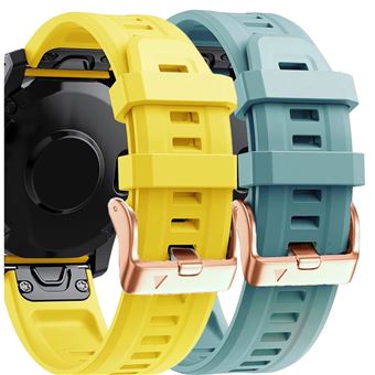 Pack Antiimpacto 2x bracelete Silicone fecho metal para Garmin Fenix 8 43mm amoled | Amarelo e Turquesa - 1
