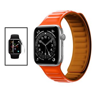 Kit Gift4Me Bracelete Magnetica de Silicone + Película de Hydrogel para Apple Watch Series 9 - 41mm - Laranja - 1