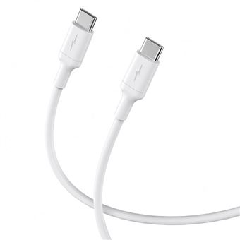 Cabo de Carga Rápida Type C - Type C Lekus 60W 3.0A 1m com Tecnologia PD Lekus para Apple iPhone 15 Plus - Branco - 1