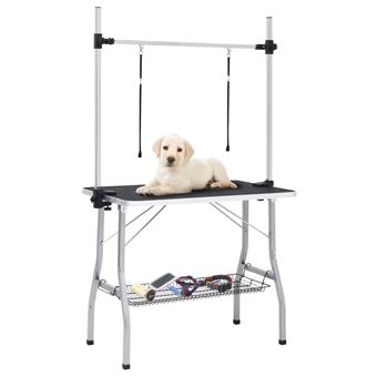 Mesa de Grooming Ajustável vidaXL para cães com 2 laços e cesto - 1